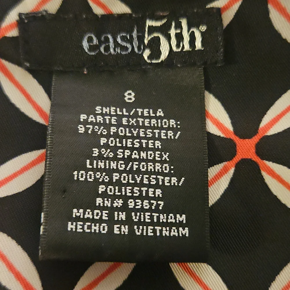 👗East 5th Black, Pink and White Sheath Midi Dress - Picture 8 of 8